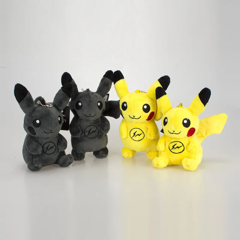 

15cm Fragment Dark Lightning Black Stuffed Pikachu Plush Dolls Anime Toys Bag Keychain Dolls Kids Birthday GF BF Gift SA1902