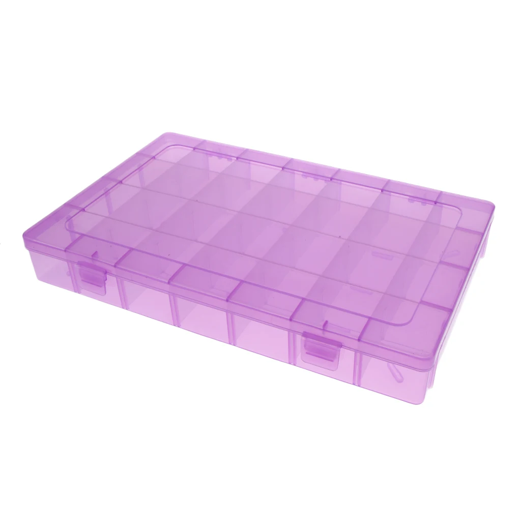 Plastic Storage Box Adjustable Dividers Bead Jewelry Case Carfts Hair Bands Storage Home Organizer & 28 Small Grids 34×21.5×5cm