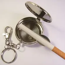Карман Нержавеющая сталь Портативный Круглый сигареты пепельница с брелок, мини-сигареты пепельница, металлическая коробка дисплея