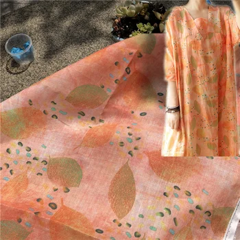 

Natural pure ramie fabric Meat powder green leaves material High-end dresses, gowns, clothes, thin summer styles tissu