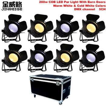 

Free Shipping 8pcs/lot Flightcase Packing 200W COB Led Par Light Warm White & Cold White Stage Light With Barndoor