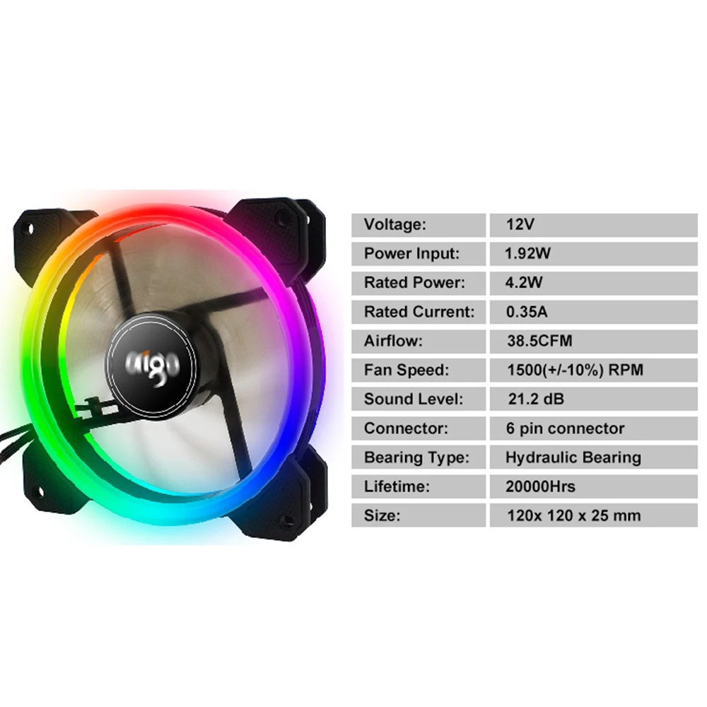 Aigo DR12 3 Упаковка RGB светодиодный 120 мм чехол для ПК Вентилятор охлаждения высокий воздушный поток Регулируемый Цвет светодиодный чехол вентилятор для ПК чехол s cpu охладитель радиатора