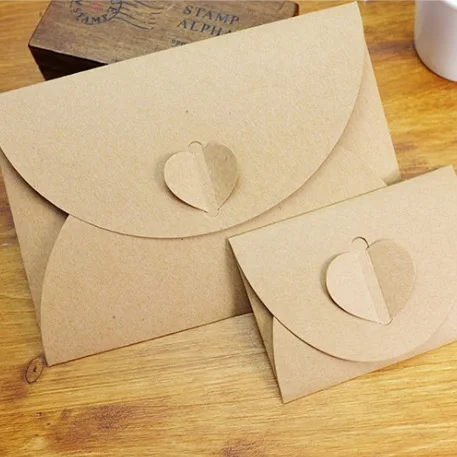 Conjunto de Envelopes Artesanais Vintage com 50 Cores Envelope Kraft Coração Retrô Material de Papelaria Armazenamento de Fotos Presente de Natal - Imagem 2