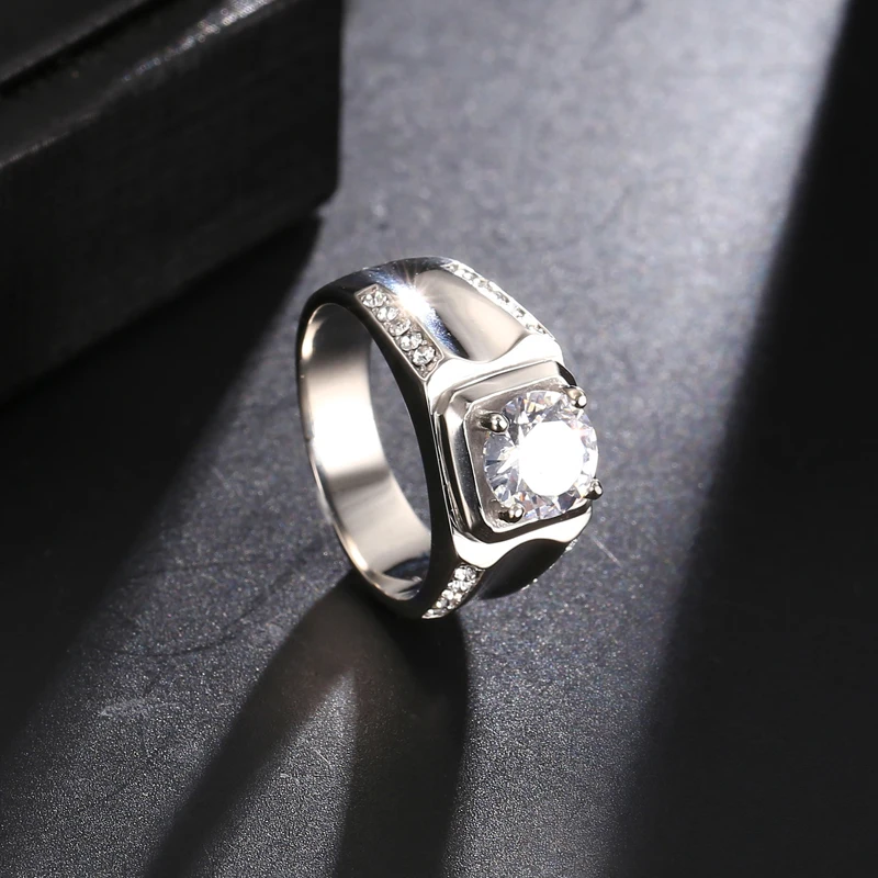 

HIP Hop AAA+CZ Stone Bling Cubic Zirconia Ring Gold Filled Titanium Stainless Steel Rings for Men Women Jewelry