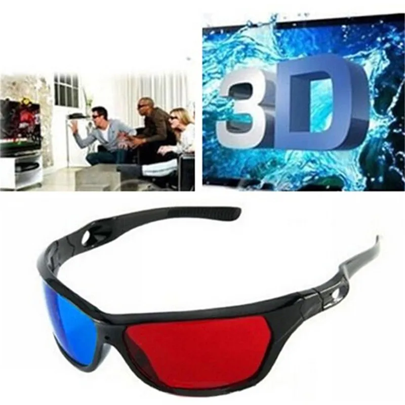 1PC Universal 3D Plastic Glasses Red Blue Black Frame For Dimensional Anaglyph TV Movie DVD Game