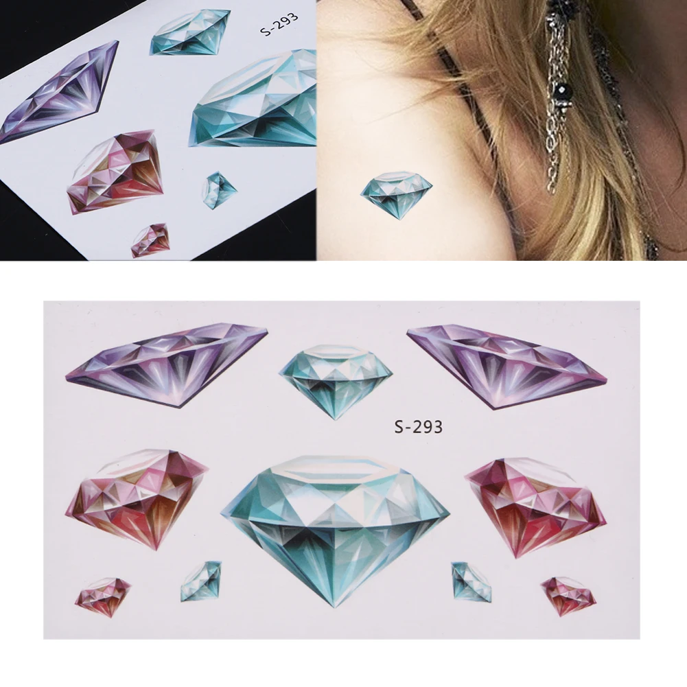 3D Diamond 10 Sheets Tattoos Women Mem Body Art Stickers Protection