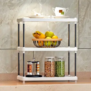 

3/4 Tiers Storage Rack Multifunctional Kitchen Storage Holder Shelf 3/4Layers Storage Shelving Seasoner Rack Bathroom Organizer
