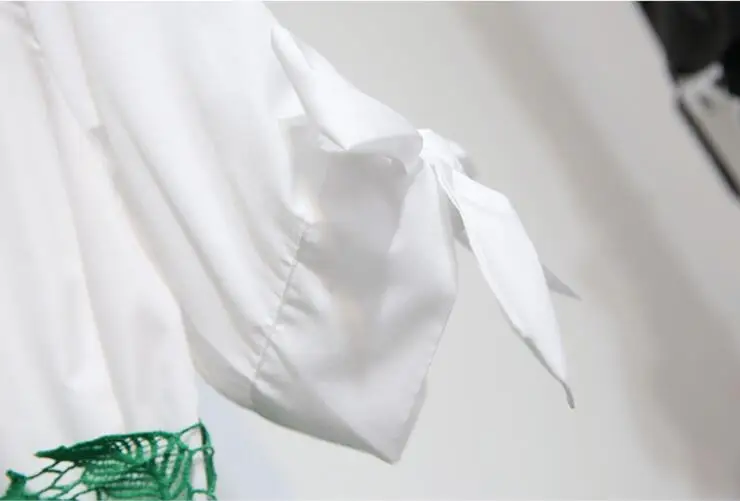 Новинка лета, Женская однотонная длинная белая рубашка с отложным воротником и бантом+ кружевная юбка с высокой талией, повседневный комплект из двух предметов с юбкой для студентов