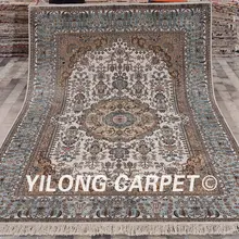 YILONG 6'x9' Традиционный персидский домашний шелковый ковер белый и синий ручной работы Восточный прочный коврик(ZW055M6x9
