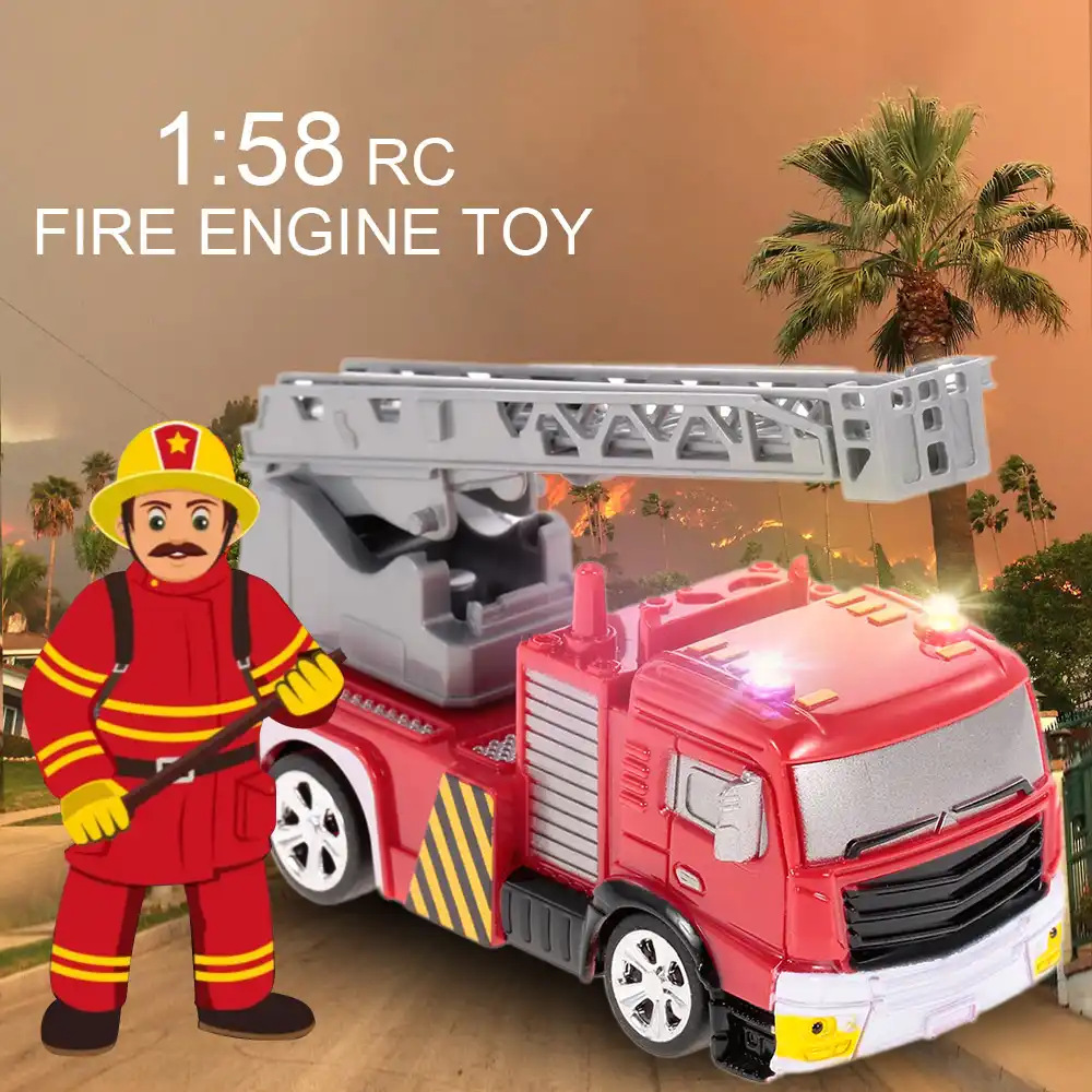 Spielzeugfahrzeuge 27MHz RC 1:58 Mini Feuerwehrauto Rettungswagen Fernbedienung Spielzeug Modellfahrzeug Hongzer RC Feuerwehrauto Fernbedienung