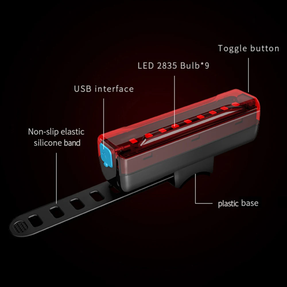 IPX5 велосипедная фара, перезаряжаемая светодиодный USB горный велосипед задний свет Защита задних фонарей Предупреждение велосипед свет для