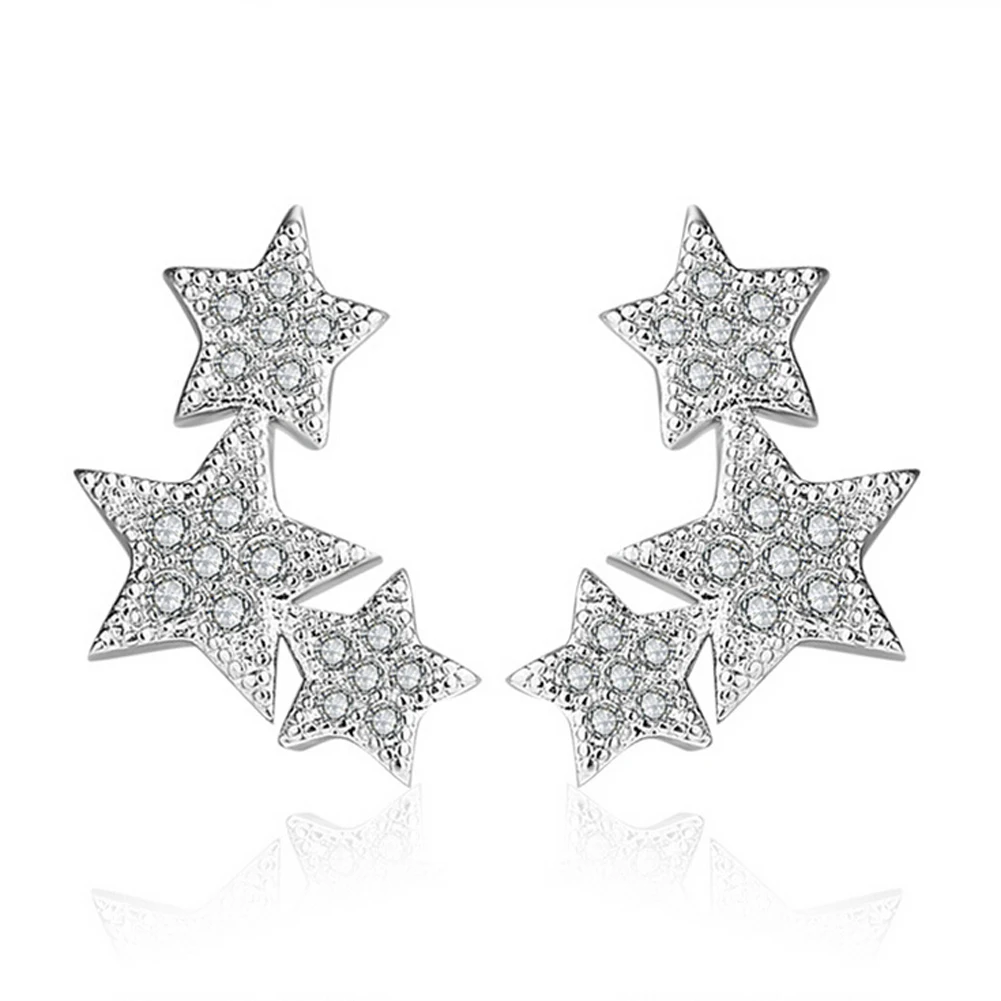 New Arrival Fashion Three Star Design Personalized Female Stud Earrings Christmas Gift Party Accessories