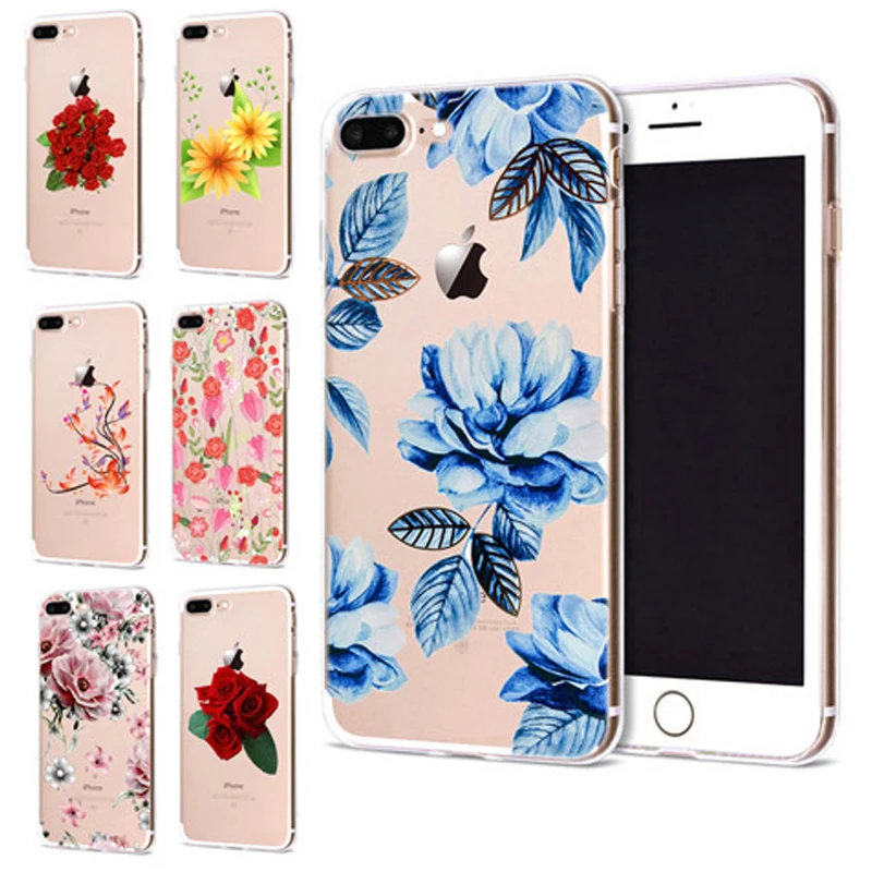 Чехол для Apple iPhone 6 6S 7 Plus X 10 мягкий чехол из ТПУ с цветком листьев Оригинальный 8 B333
