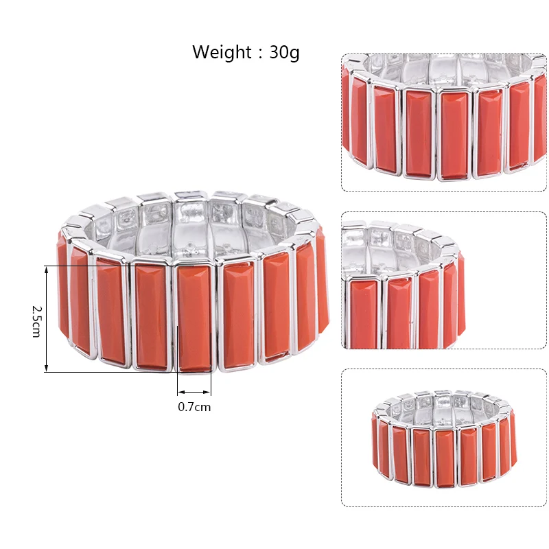 Vintage Resin Silver Cuff Bracelets Bangles for Women Fashion Stretch Geometric Metal Acrylic Wide Bracelet Simple Charm Jewelry (1)