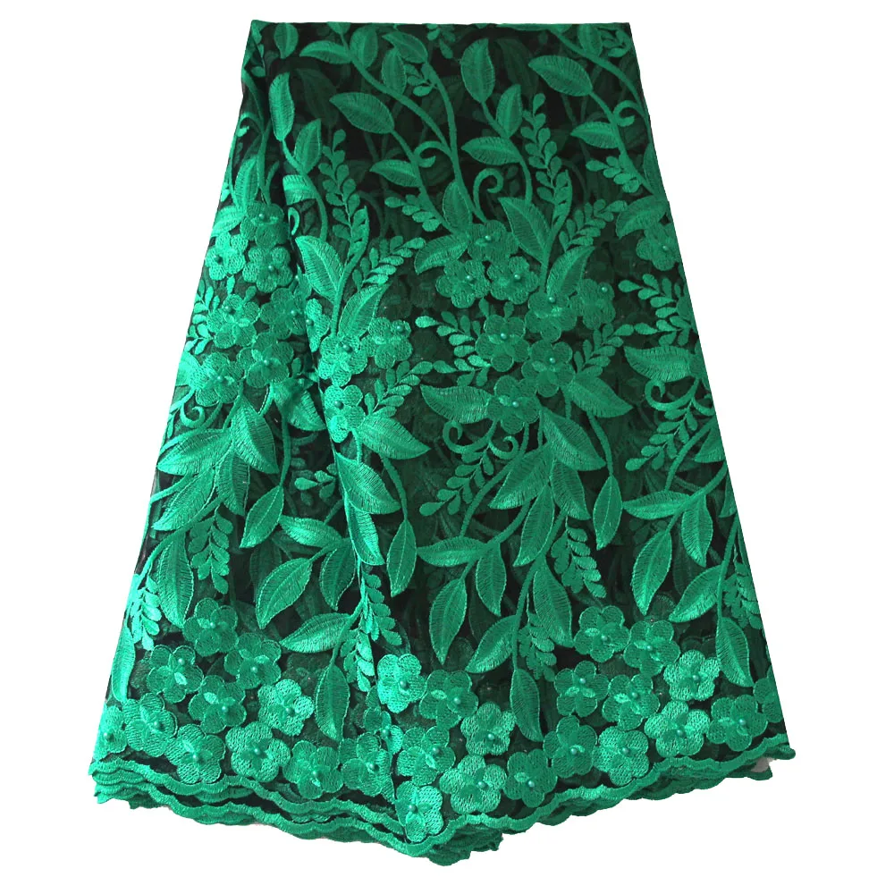 

Ourwin French Bead Lace Fabric Green 2019 Latest African Mesh Tulle Lace Fabric 5Y Nigerian Guipure Lace Fabric High Quality