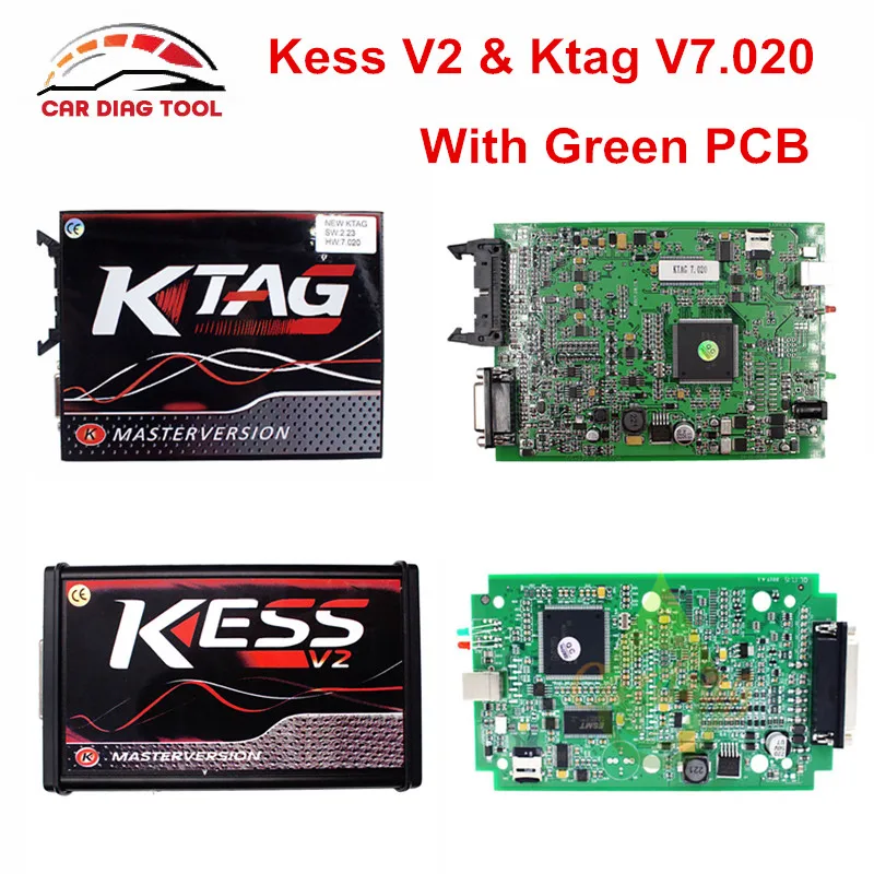 Лучшая цена KTAG v7.020 K-тег 7.020 К метка + KESS V2 v5.017 5017 ЭКЮ программист зеленый pcb нет