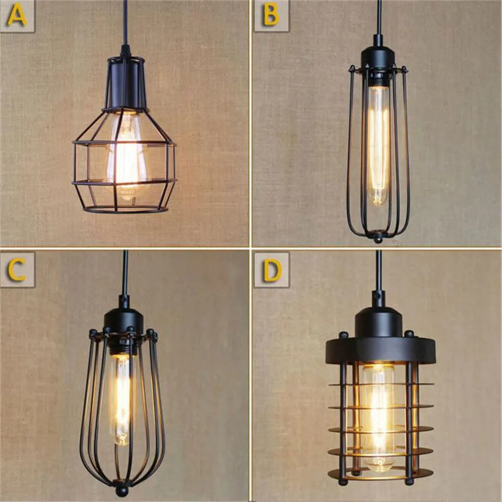 

Vintage Pendant Lights Retro Dining Pendant Lamp E27 Edison Black Hanging Lighting for Living Dining Room home Decor lighting
