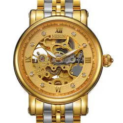 Швейцария Nesun скелет часы Для мужчин Элитный бренд Самовзводные Для мужчин часы сапфировое стекло Водонепроницаемый часы N9501-2