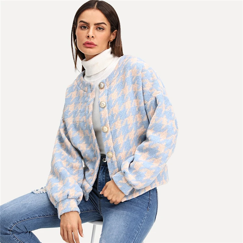 Dotfashion пальто с пуговицами спереди и принтом, женское повседневное осеннее пальто с длинным рукавом, новинка, Женская разноцветная однобортная верхняя одежда