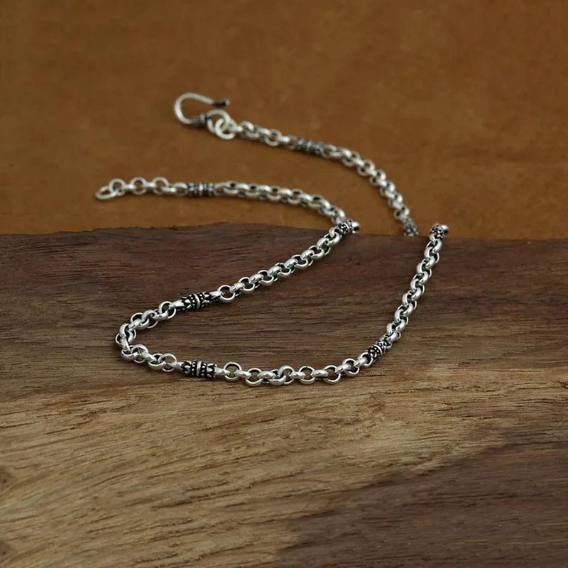 4 мм бамбуковое ожерелье 925 пробы Серебряная цепочка модное ожерелье для женщин и мужчин хорошее ювелирное изделие GN20