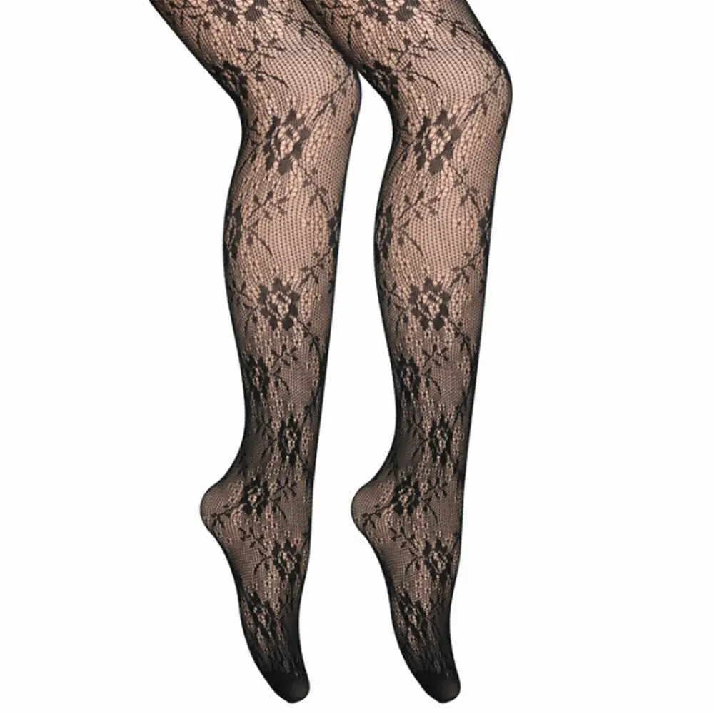

2019 Fashion Women Ultrathin Lace Top Over Knees Sheer Thigh High Fishnet Silk Sexy Stocking Flower Stretch Soft Elegant Charm
