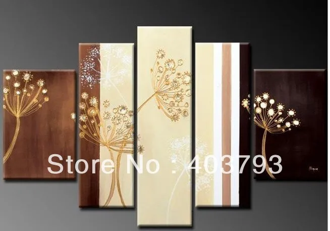 

4P MODERN ABSTRACT HUGE WALL ART OIL PAINTING ON CANVAS Dandelion FOR home decoration