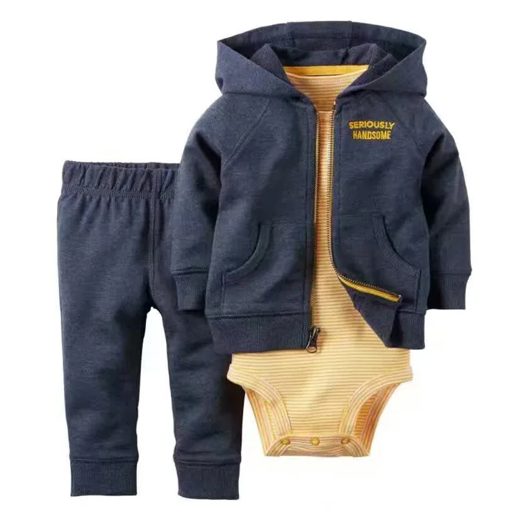Комплекты из 3 предметов Одежда для новорожденных мальчиков и девочек зимние топы, свитер+ штаны+ боди, хлопковая одежда для маленьких девочек