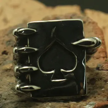 

Men Boy 316L Stainless Steel Cool Punk Gothic Cool Spade Ghost Claw Cool Ring Factory Price