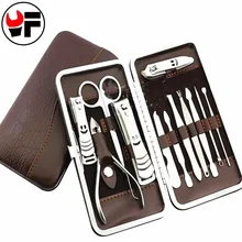 12pcs Nail Clipper Kit Cutter hand Tools Set Tweezers + Pedicure Scissor Cuticle Knife Ear Pick Eyebrows