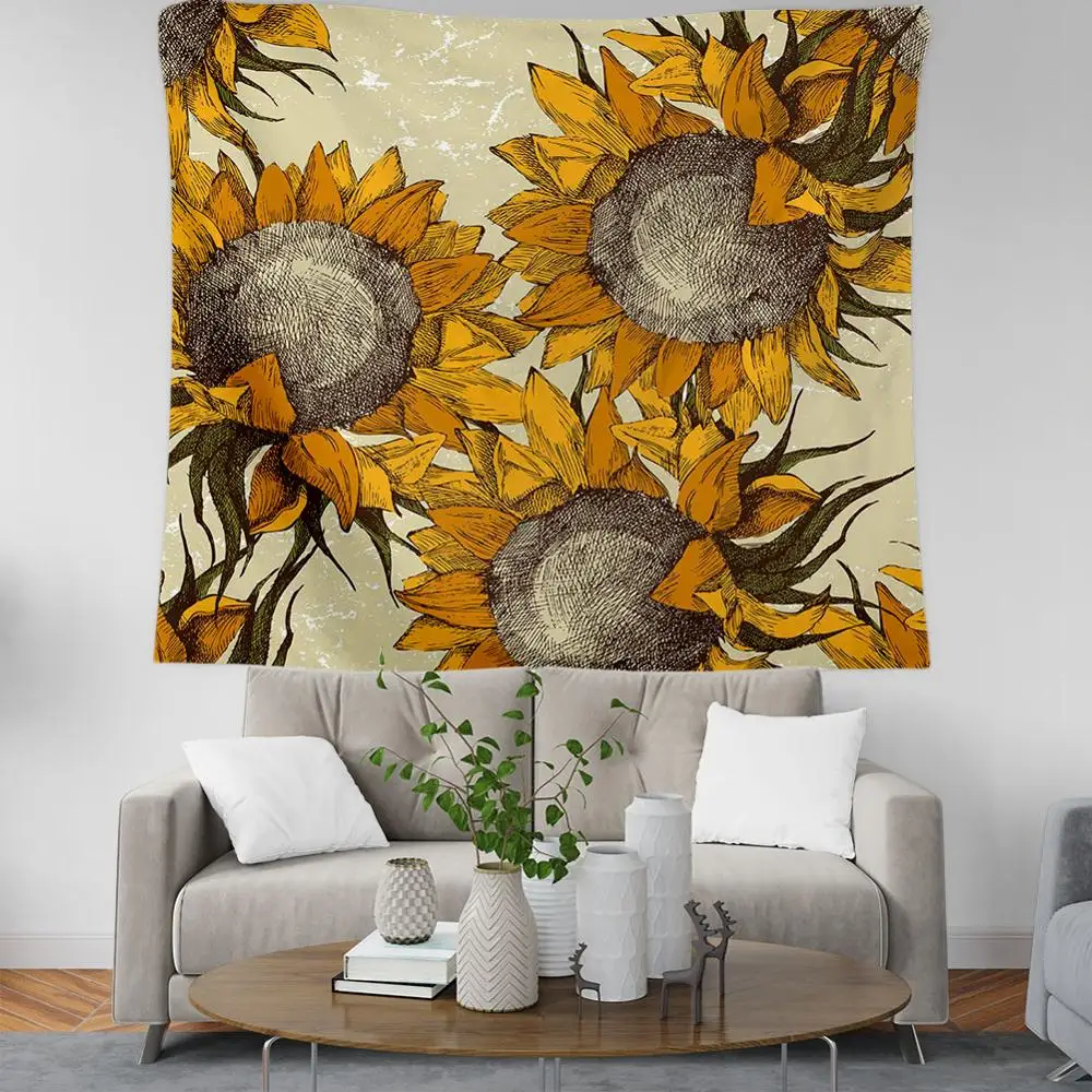

PLstar Cosmos Bohemian style sunflower oil painting Tapestry 3D Printing Tapestrying Rectangular Home Decor Wall Hanging style-6