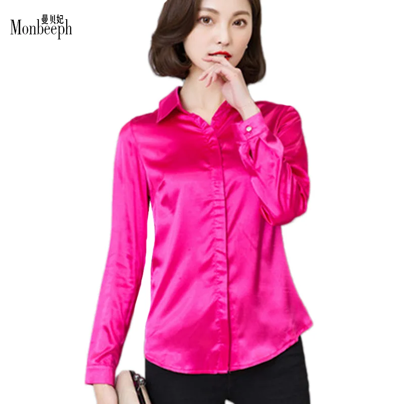 Online Get Cheap Silk Blouses For Work -Aliexpress.com Alibaba Group Monbeeph Women silk satin blouse button long sleeve lapel ladies office OL work shirts elegant female satin silk blouses shirt - Online Get Cheap Silk Blouses For Work -Aliexpress.com Alibaba Group