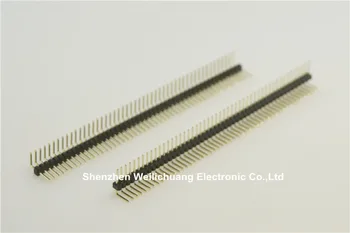 

10pcs 1.27 mm 50 P 1 x 50 Pin Header Single row Right Angle Male straight gold plated through hole 90 Degree