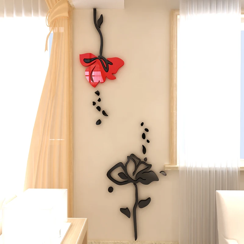 

Creative lotus 3D Acrylic crystal Wall Stickers Entrance living room DIY Art wall decor Sofa TV backdrop Room wall decoration
