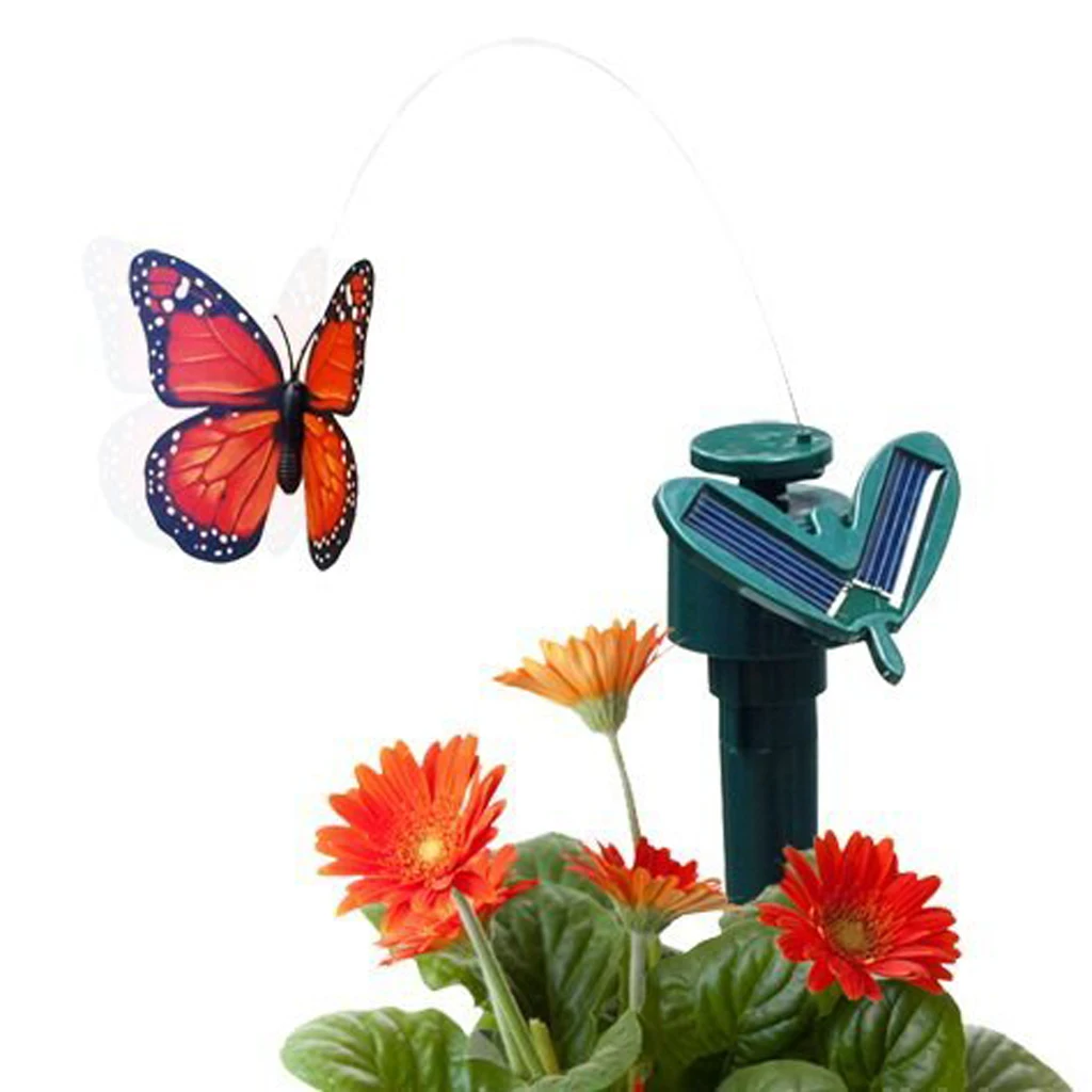 5 Types Solar Powered Garden Decor Dancing Flickering Butterfly Stake Bird Flowers Garden Decor