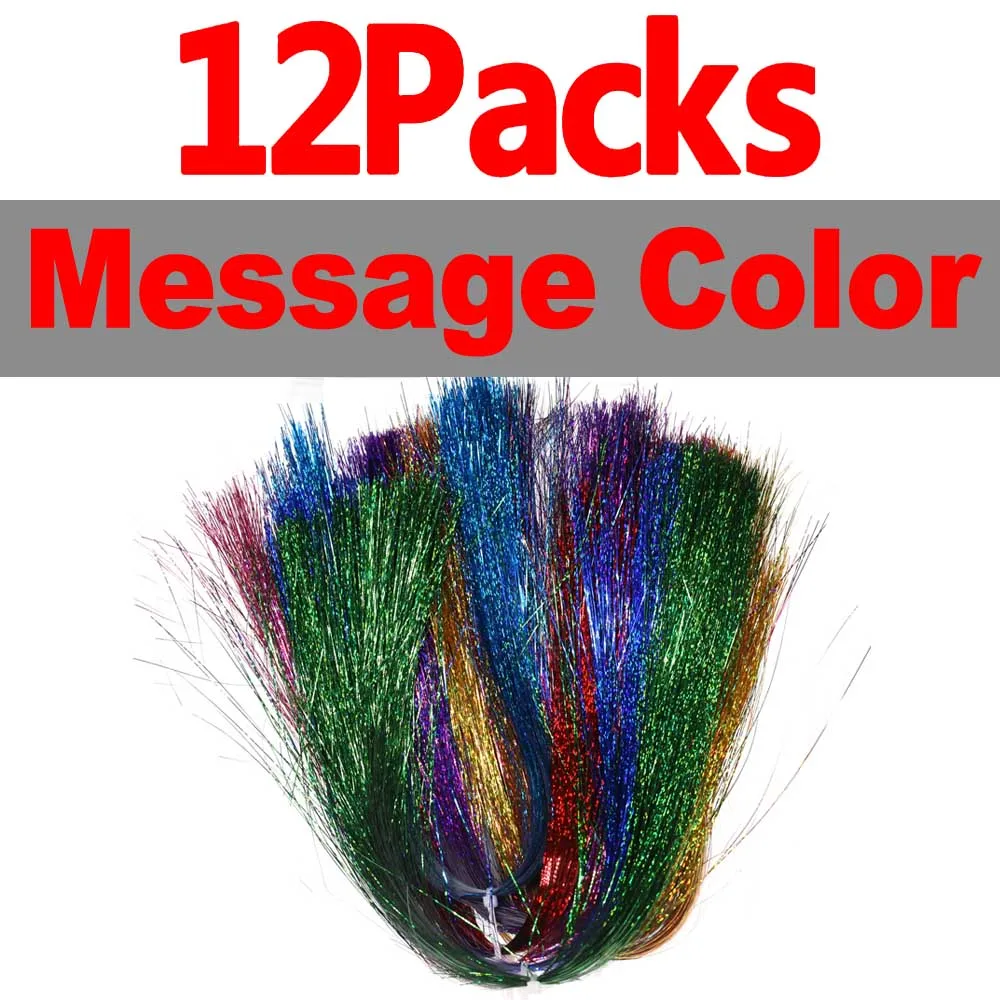 Message Color 12Pack Bimoo 12 упаковок 0,35 мм Flashabou Мишура для завязывания мушек Голографическая мишура вспышка для завязывания мушек стример Nymph Midge материал ребра для тела - Цвет: Message Color 12Pack