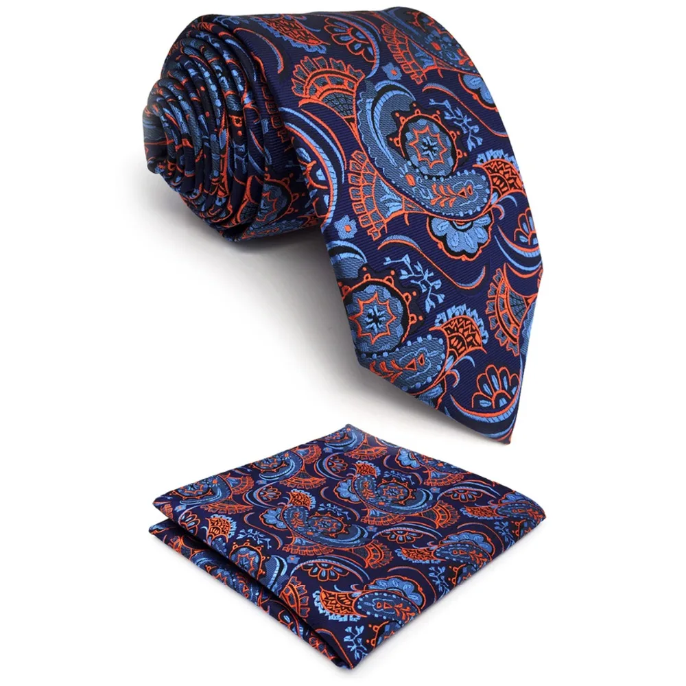 Buy C13 Navy Orange Paisley Ties for Men Mens Ties