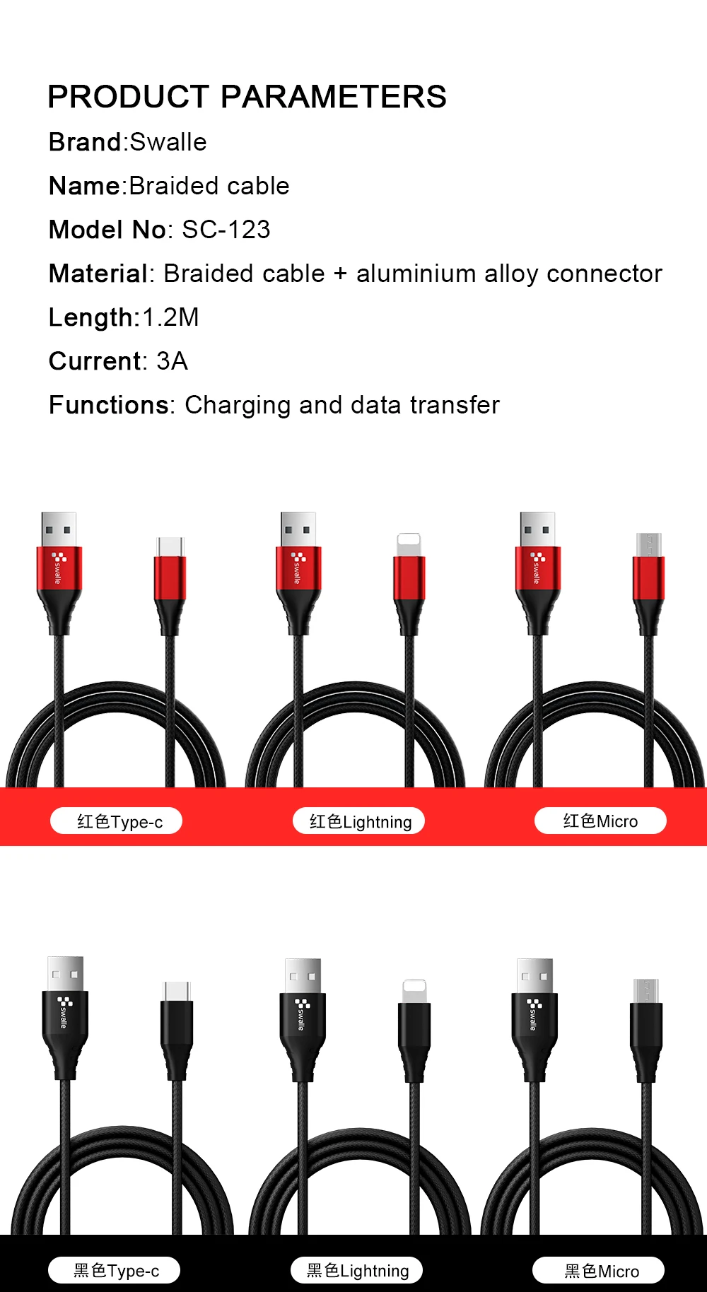 Swalle Micro usb type-C кабель для iPhone кабель освещения 0,2 м 1,2 м 3A провод для быстрого заряда type-C Магнитный кабель для зарядки телефона