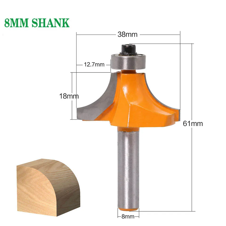 1 шт. 8 мм хвостовик Круглый-над фрезы для деревообрабатывающий инструмент Концевая мельница с подшипником Фрезерный резак триммер чистящий уголок