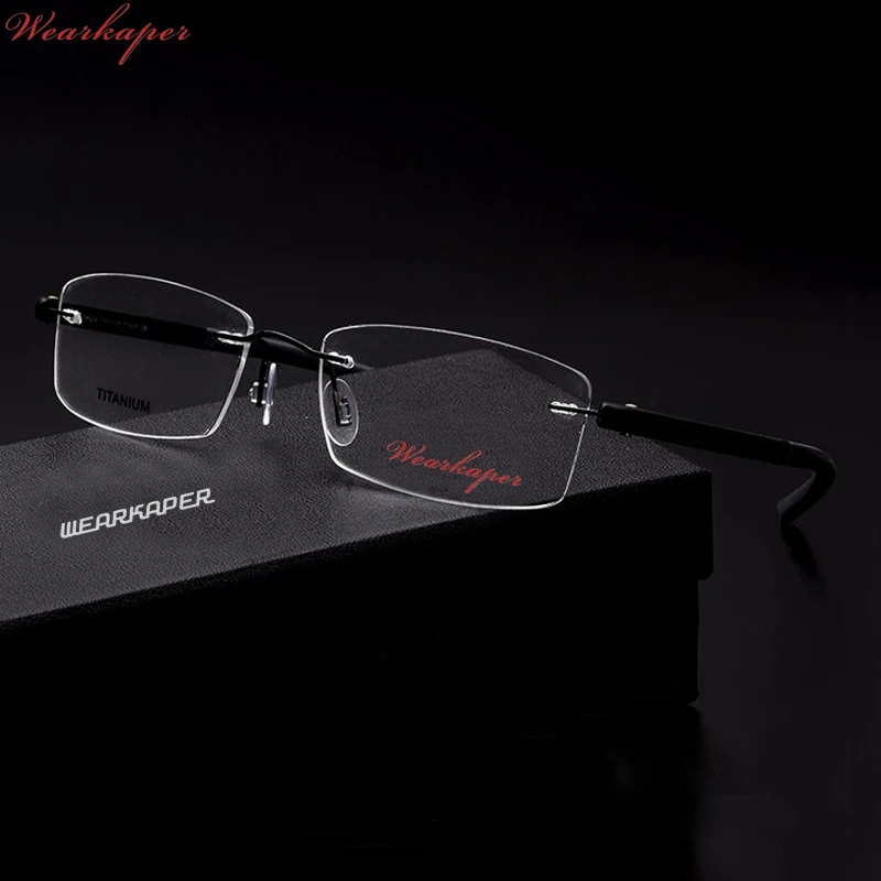 

WEARKAPER Ultralight No Screw Design Rimless Glasses Frame Men Prescription TR90 Eyeglasses Myopia Optical Frame