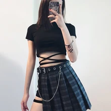 Юбки Женские продвижение Saia Midi летние новые ампир женские хип хоп пояса выше колена, мини плиссированные Лоскутные юбки