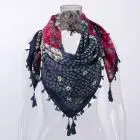 FEITONG Горячая Распродажа Модный женский шарф квадратные шарфы с короткими кисточками с цветочным принтом женские обертывания зимняя Дамская шаль на голову - Цвет: Navy