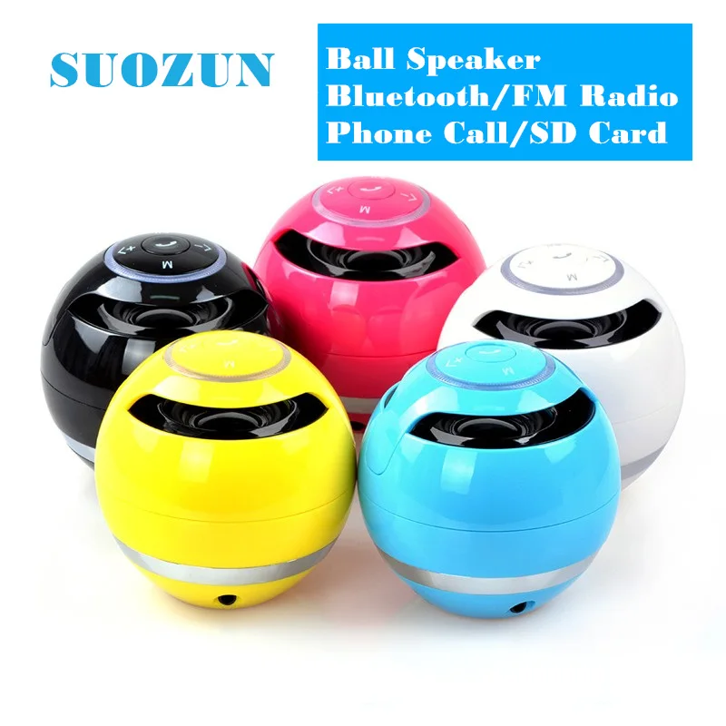 

SUOZUN Mini Bluetooth Speaker ball, Wireless column Handfree TF FM Radio with Mic MP3 globe audio Music G5 receiver for phone
