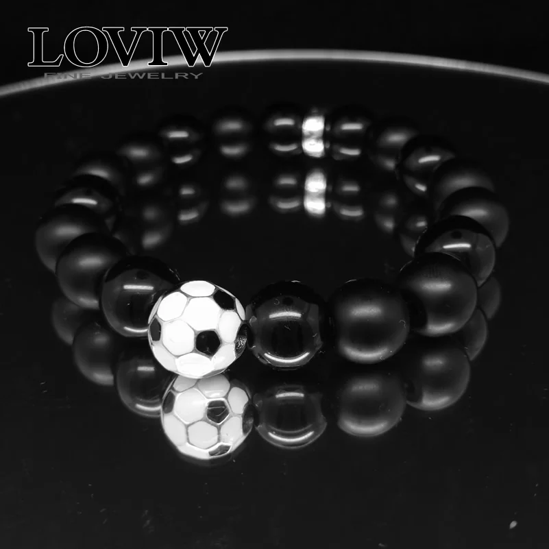 Soccer ball beads football bracelet new 925 sterling silver for party