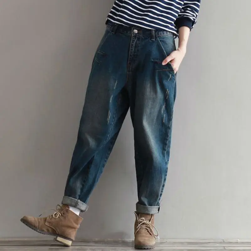 Rihschpiece 2016 Winter Harem Pants Women Loose Trousers Denim Hip Hop