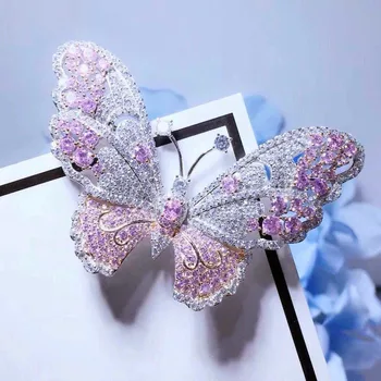 

Butterfly Brooch S925 Sterling Silver Rhinestone Brooch Female Accessories Japanese And Korean Cute Students Luxury Atmosphere