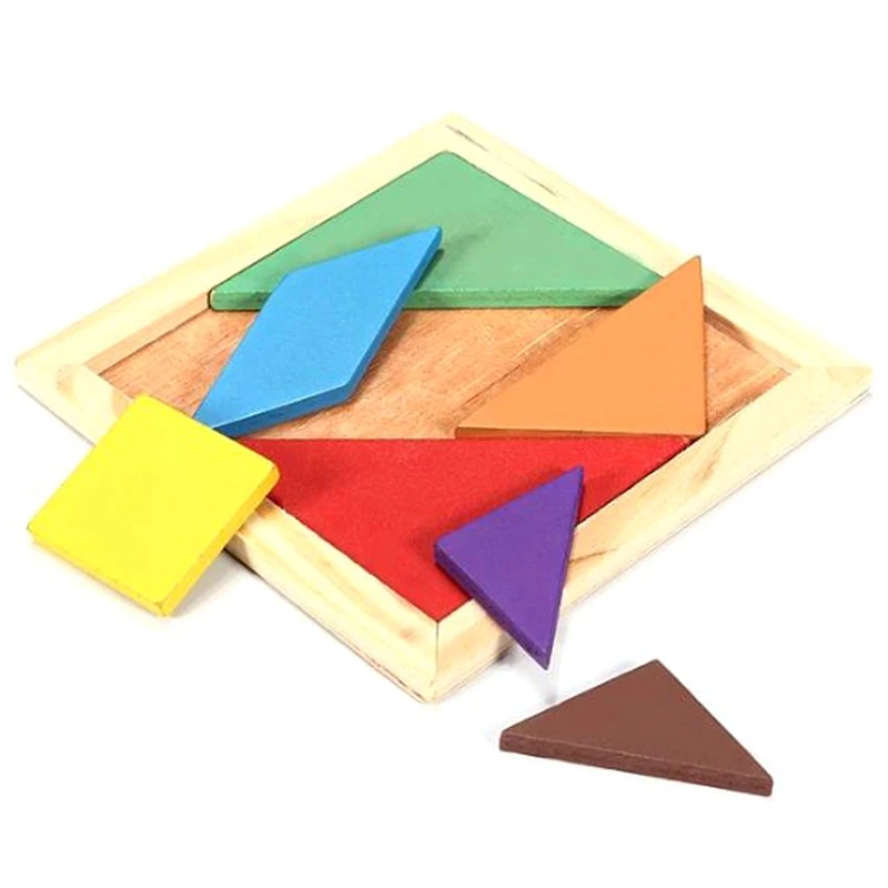 

New Kids Wooden Blocks Toys Children Early Educational Toy Cartoon Print Cubes Cute Rainbow Color Tangram New Year Gifts #264991