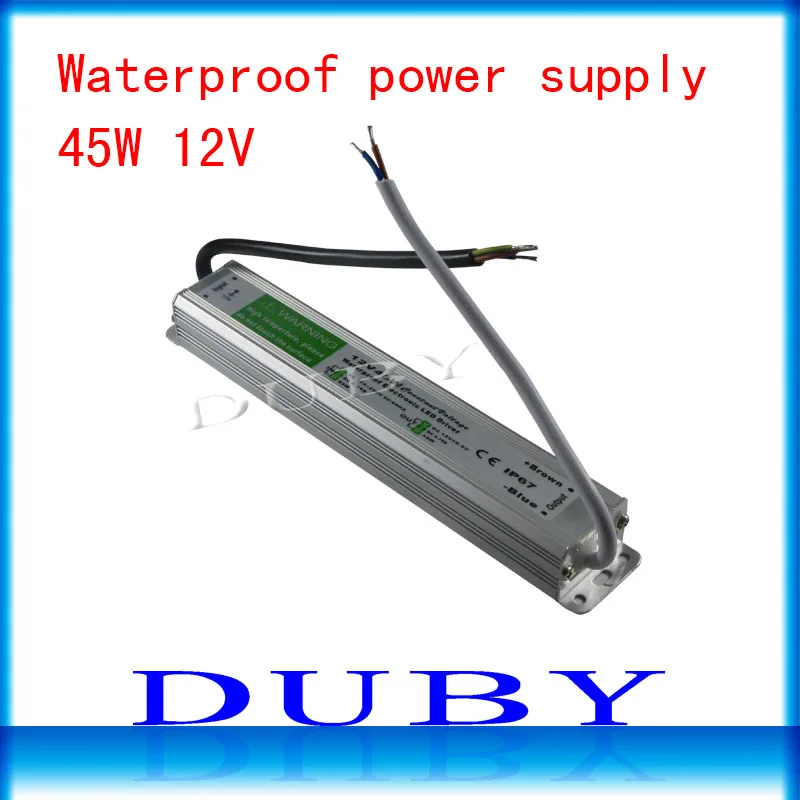 

20piece/lot IP67 12V 3.75A 45W AC100-240V Input Electronic Waterproof Led Power Supply/ Led Adapter 12V 45W free fedex