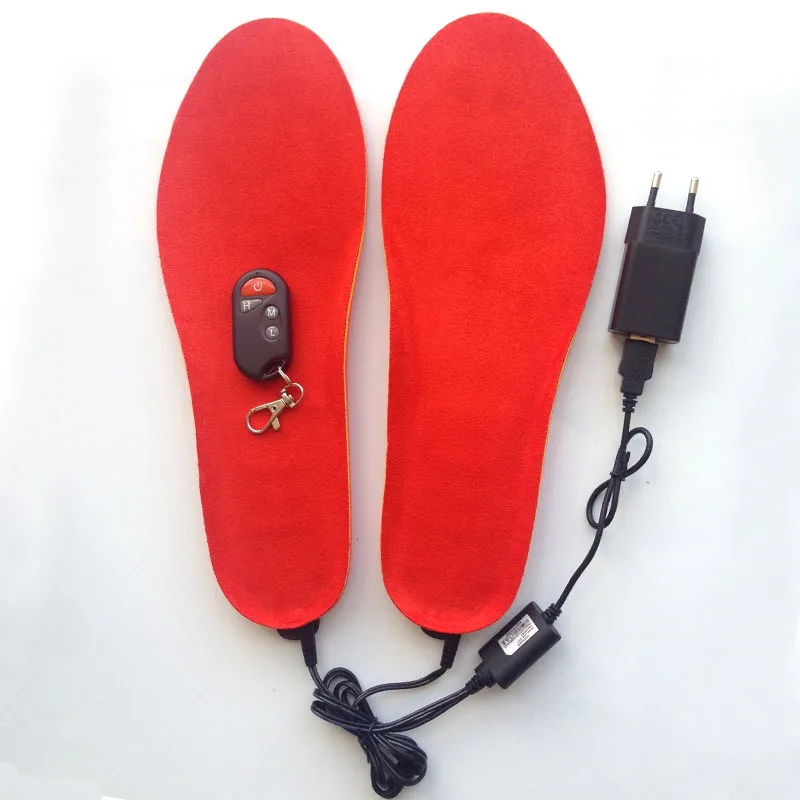 

New USB heating insoles winter Plush fur women men insoles chargeing remote control insoles size EUR 41-46#