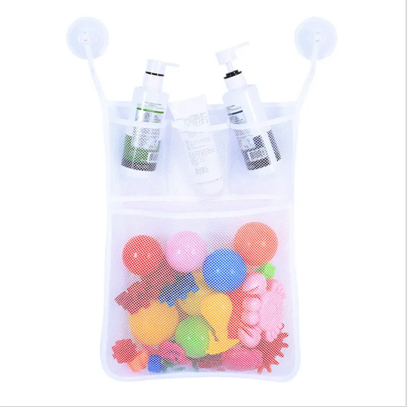 Портативная складная сумка для хранения на присоске, детские игрушки для ванной, игрушки для ванной, корзины на присоске, сетчатая сумка-Органайзер - Цвет: white 0780