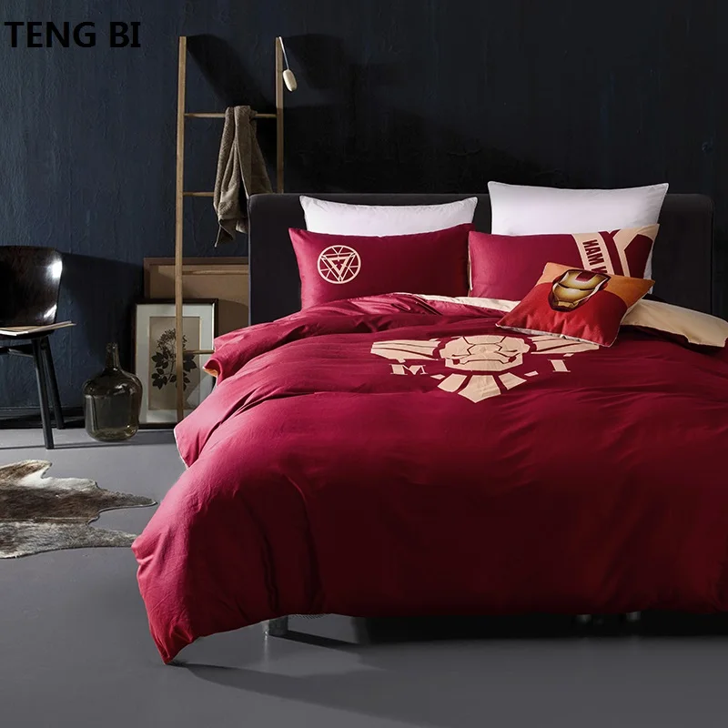 Avengers Super heroes 100 cotton bedding set night luminous duvet